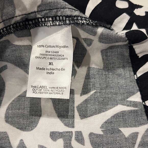 Free Assembly Relaxed Fit Print Cotton Dress, Pockets, Black White, XL - Picture 5 of 9